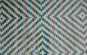 Hand Knotted 5x8 Ivory, Blue and Purple Geometric Style  Bamboo Silk Area Rug