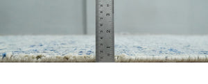 Hand Knotted 5x8 Ivory and Blue Modern Contemporary Recycled Silk Area Rug