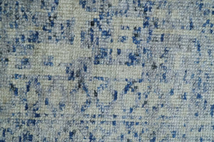 Hand Knotted 5x8 Ivory and Blue Modern Contemporary Recycled Silk Area Rug