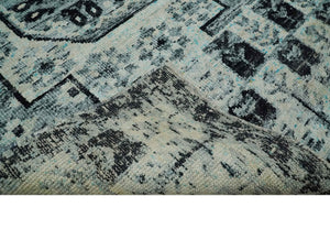 Hand Knotted 5x8 Ivory, Silver and Black Geometric Style Bamboo Silk Area Rug