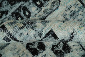 Hand Knotted 5x8 Ivory, Silver and Black Geometric Style Bamboo Silk Area Rug