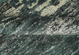 Hand Knotted 5x8 Ivory, moss green and Black Modern Abstract  Recycled Silk Area Rug