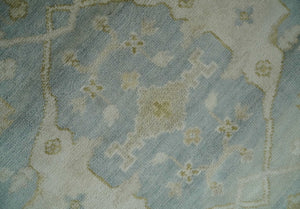 Hand Knotted 6x9 Oriental Oushak Turkish Style Silver and Beige Wool Area Rug