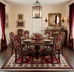 Hand Knotted 7x7 Traditional Kazak Maroon and Ivory Wool Area Rug