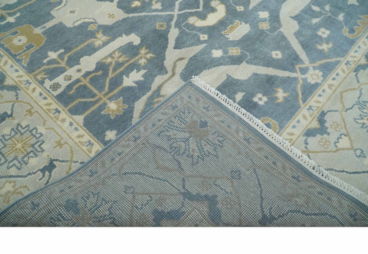 Hand Knotted 8x10 antique style Oriental Oushak Gray, Ivory and Beige Wool Area Rug