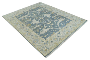 Hand Knotted 8x10 antique style Oriental Oushak Gray, Ivory and Beige Wool Area Rug