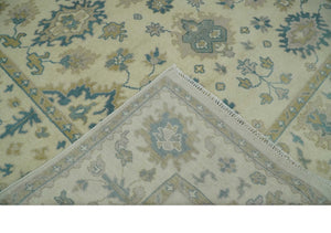 Hand Knotted 8x10 Beige and Gray Antique Oushak Wool Area Rug