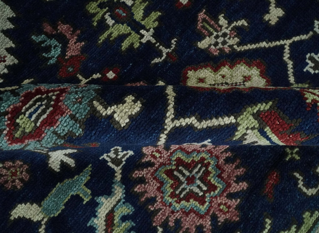 Hand Knotted 8x10 Black, Rust and Beige Antique Oushak Wool Area Rug