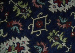 Hand Knotted 8x10 Black, Rust and Beige Antique Oushak Wool Area Rug