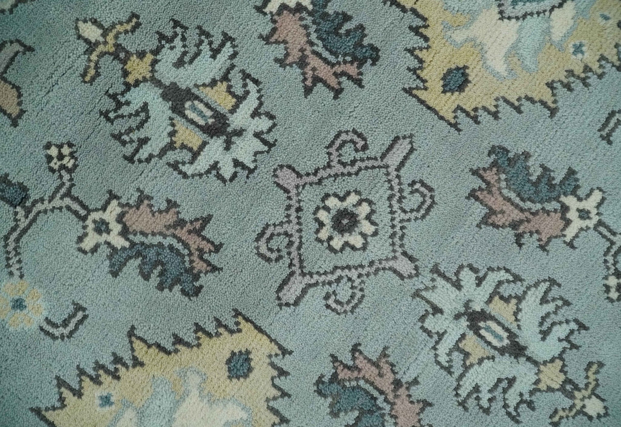 Hand Knotted 8x10 Blue and Ivory Traditional Oushak Persian Wool Area Rug | TRDCP1151810