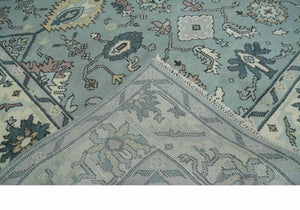 Hand Knotted 8x10 Blue and Ivory Traditional Oushak Persian Wool Area Rug | TRDCP1151810