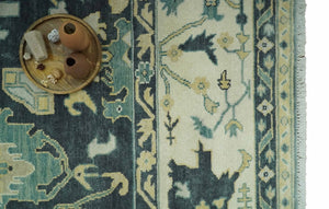 Hand Knotted 8x10 Charcoal, Ivory and Beige Traditional Oushak wool area rug