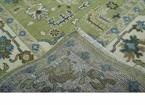 Hand Knotted 8x10 and 10x14 Light Green, Ivory and Silver Traditional Turkish Antique Style Wool Area Rug