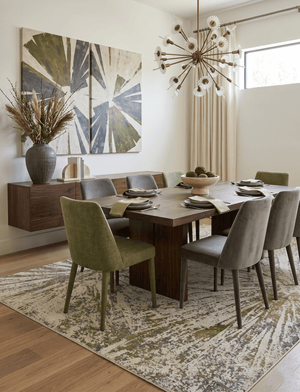 Hand Knotted 8x10 Modern Abstract Beige And Olive Wool Area Rug