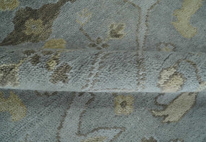Hand Knotted 8x10 Oriental Oushak Charcoal Silver and Beige Wool Area Rug | TRDCP1182810