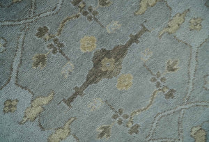 Hand Knotted 8x10 Oriental Oushak Charcoal Silver and Beige Wool Area Rug | TRDCP1182810