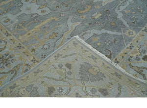 Hand Knotted 8x10 Oriental Oushak Silver and Beige Wool Area Rug | TRDCP1198810