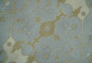 Hand Knotted 8x10 Oriental Oushak Silver, Ivory and Beige Wool Area Rug | TRDCP1160810