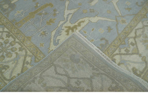 Hand Knotted 8x10 Oriental Oushak Silver, Ivory and Beige Wool Area Rug | TRDCP1160810