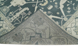 Hand Knotted 8x10 Oriental Oushak Teal and Beige Wool Area Rug