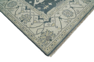 Hand Knotted 8x10 Oriental Oushak Teal and Beige Wool Area Rug
