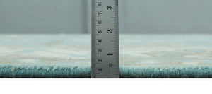 Hand Knotted 8x10 Oushak Aqua, Ivory and Brown Wool Area Rug