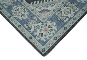 Custom Made Ivory, Charcoal, Silver and Blue Traditional Hand knotted wool Area Rug
