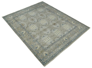 Vintage Hand Knotted 8x10 Traditional Oxidized Textured Low Pile Wool Rug