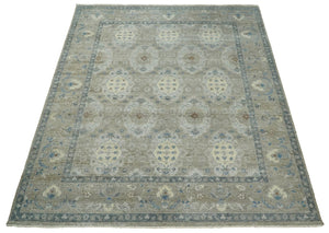 Vintage Hand Knotted 8x10 Traditional Oxidized Textured Low Pile Wool Rug