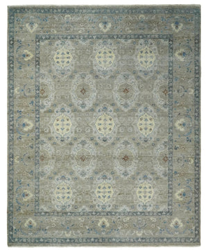 Vintage Hand Knotted 8x10 Traditional Oxidized Textured Low Pile Wool Rug
