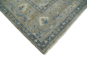 Vintage Hand Knotted 8x10 Traditional Oxidized Textured Low Pile Wool Rug