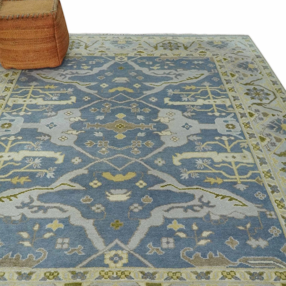 Hand Knotted 8x10 Vintage style Oriental Oushak Gray, Silver and Beige Wool Area Rug