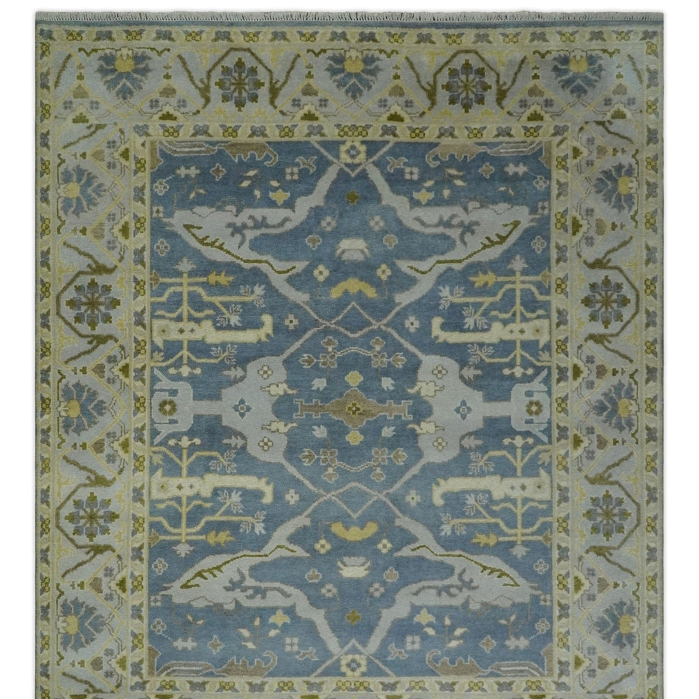 Hand Knotted 8x10 Vintage style Oriental Oushak Gray, Silver and Beige Wool Area Rug