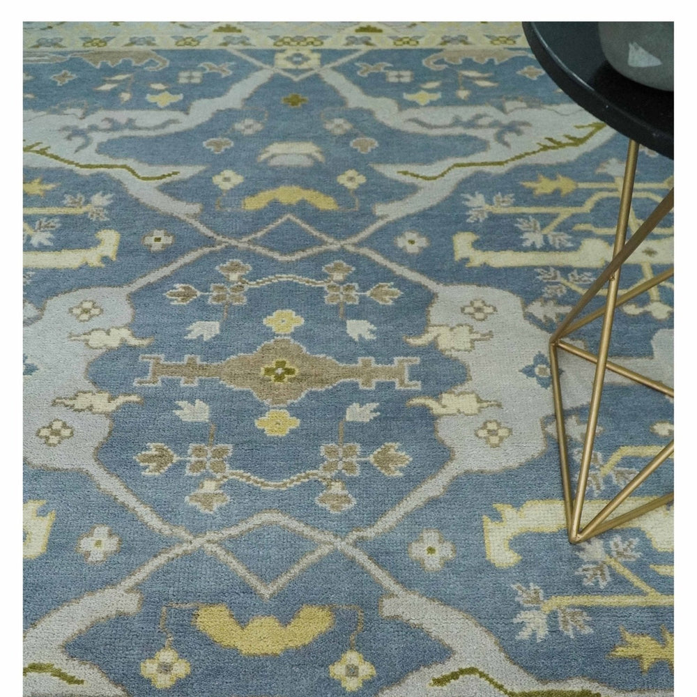 Hand Knotted 8x10 Vintage style Oriental Oushak Gray, Silver and Beige Wool Area Rug