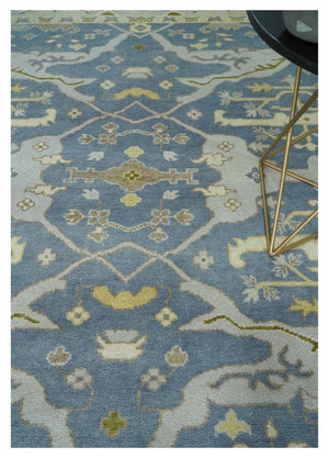 Hand Knotted 8x10 Vintage style Oriental Oushak Gray, Silver and Beige Wool Area Rug