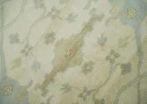 Hand Knotted 8x8 Oriental Oushak Ivory, Beige and Gray Wool Area Rug