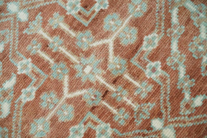 Hand knotted 9.4x12 Rust and Aqua Floral Tree wool Area Rug