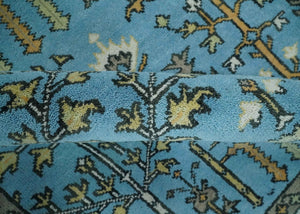 Hand Knotted 9x12 Aqua, Ivory and Beige Traditional Turkish Design Wool Rug