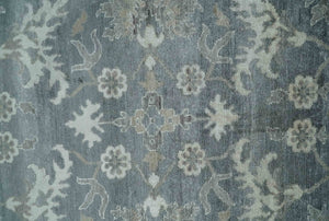 Hand Knotted 9x12 Charcoal, Ivory and Beige Antique Floral Traditional Bamboo Silk Area Rug