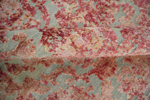 Hand Knotted 9x12 Pink and Silver Modern Abstract Bamboo Silk and Wool Area Rug