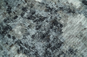 Hand Knotted Ivory, Black and Charcoal Modern Abstract Made with Blended Wool Multi Size Rug