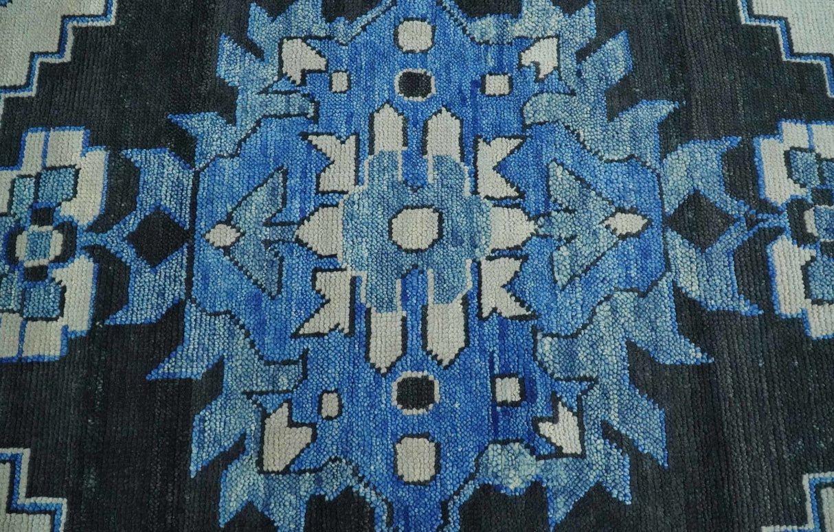 Blue and Black  Hand Knotted  Traditional Heriz Multi Size Wool Area Rug