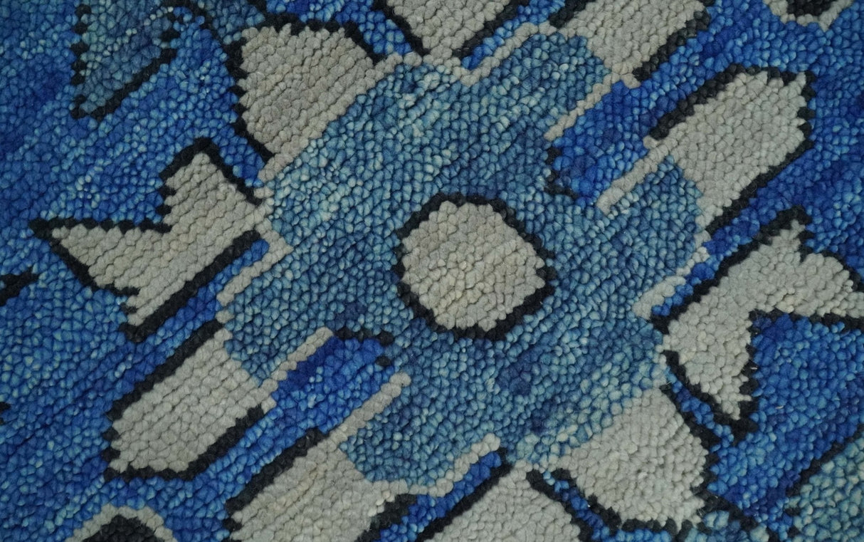 Blue and Black  Hand Knotted  Traditional Heriz Multi Size Wool Area Rug