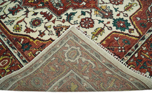 Rust And Ivory Traditional Medallion Hand Knotted Wool Area Rug