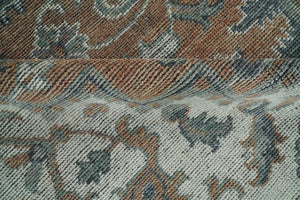 Traditional Distressed Brown And Gray Hand Knotted wool Area Rug