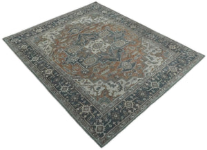 Traditional Distressed Brown And Gray Hand Knotted wool Area Rug