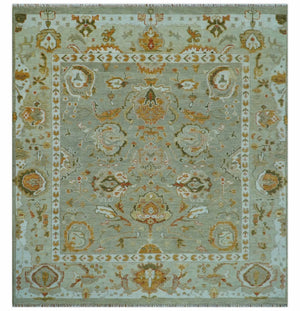 Hand Knotted Antique Peach and Beige Traditional Oushak Custom Made Wool Area Rug