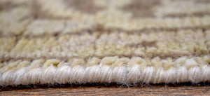 Beige and Brown Traditional Oushak Hand Knotted Wool 2.8x12  Area Rug