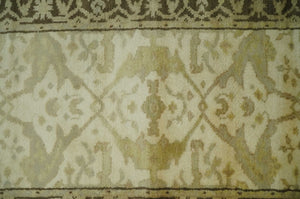 Hand Knotted Beige and Brown Heriz Serapi Traditional Oushak Wool Rug | N349266