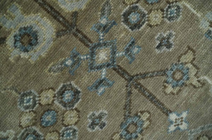 Hand Knotted Beige, Ivory and Silver Oriental Oushak 9x12 Traditional Wool Area Rug